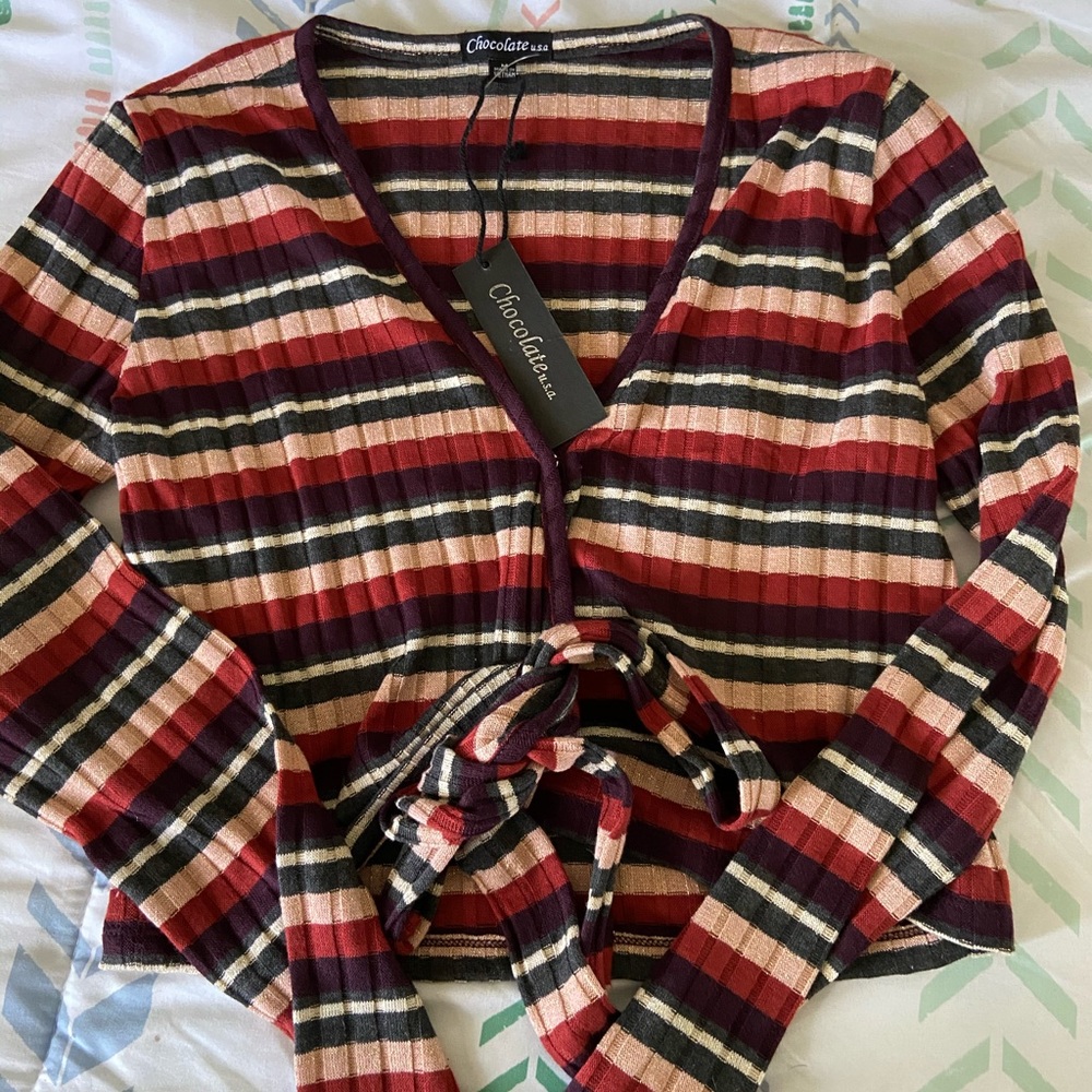 Stripped long sleeve crop top
